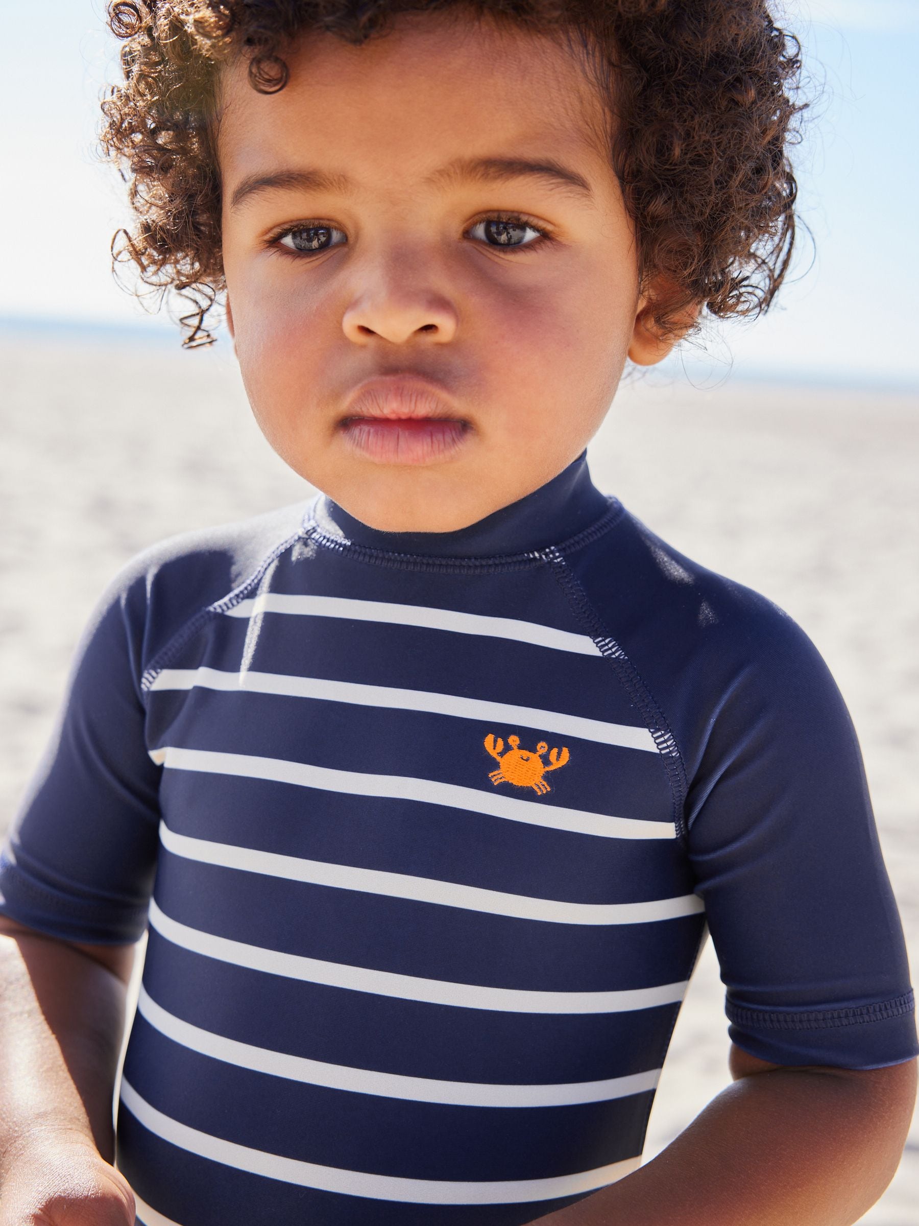 Marineblauw gestreept - Zonbeschermend onesie (3 mnd-7 jr)