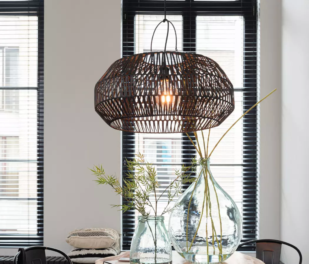 Lampenschirm Rattan schwarz M