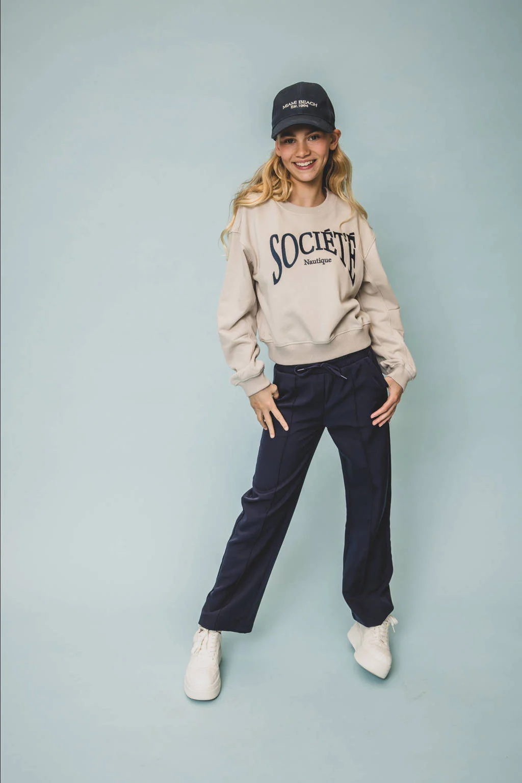 LOOXS loose casual broek donkerblauw