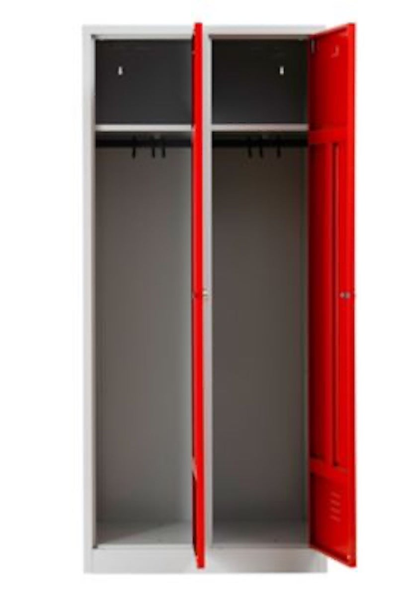 PROREGAL Garderobekast Camel 2 compartimenten HxBxD 180 x 80 x 50 cm Cilinderslot Grijs-Rood