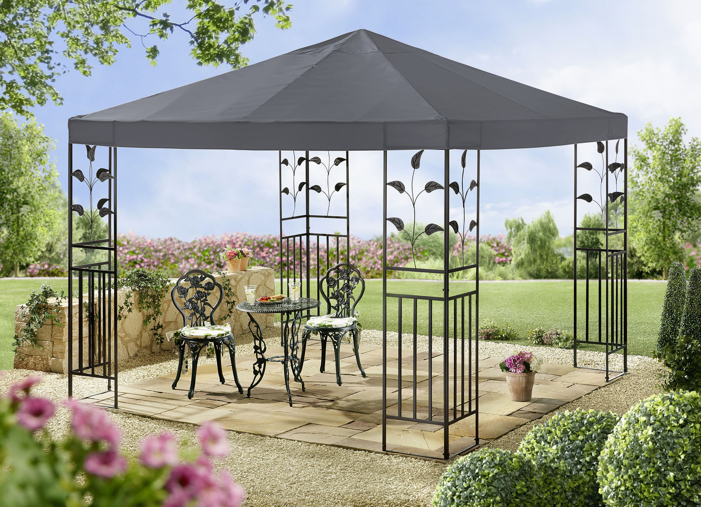 Pavillon Lukas mit pulverbeschichtetem Stahlgestell