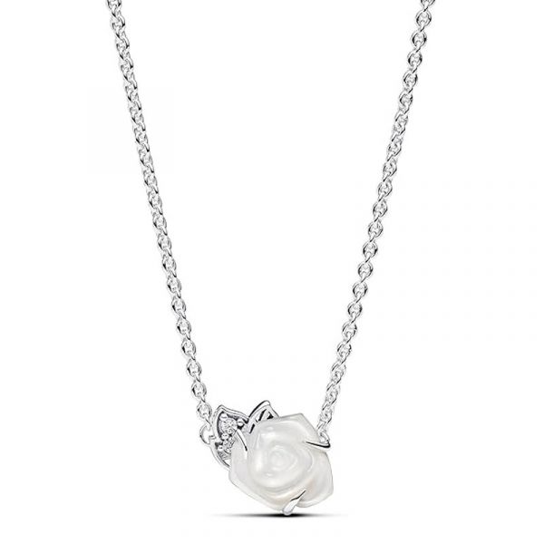 Pandora Joalheria Colar de Rosa Branca Florescendo 393206c01
