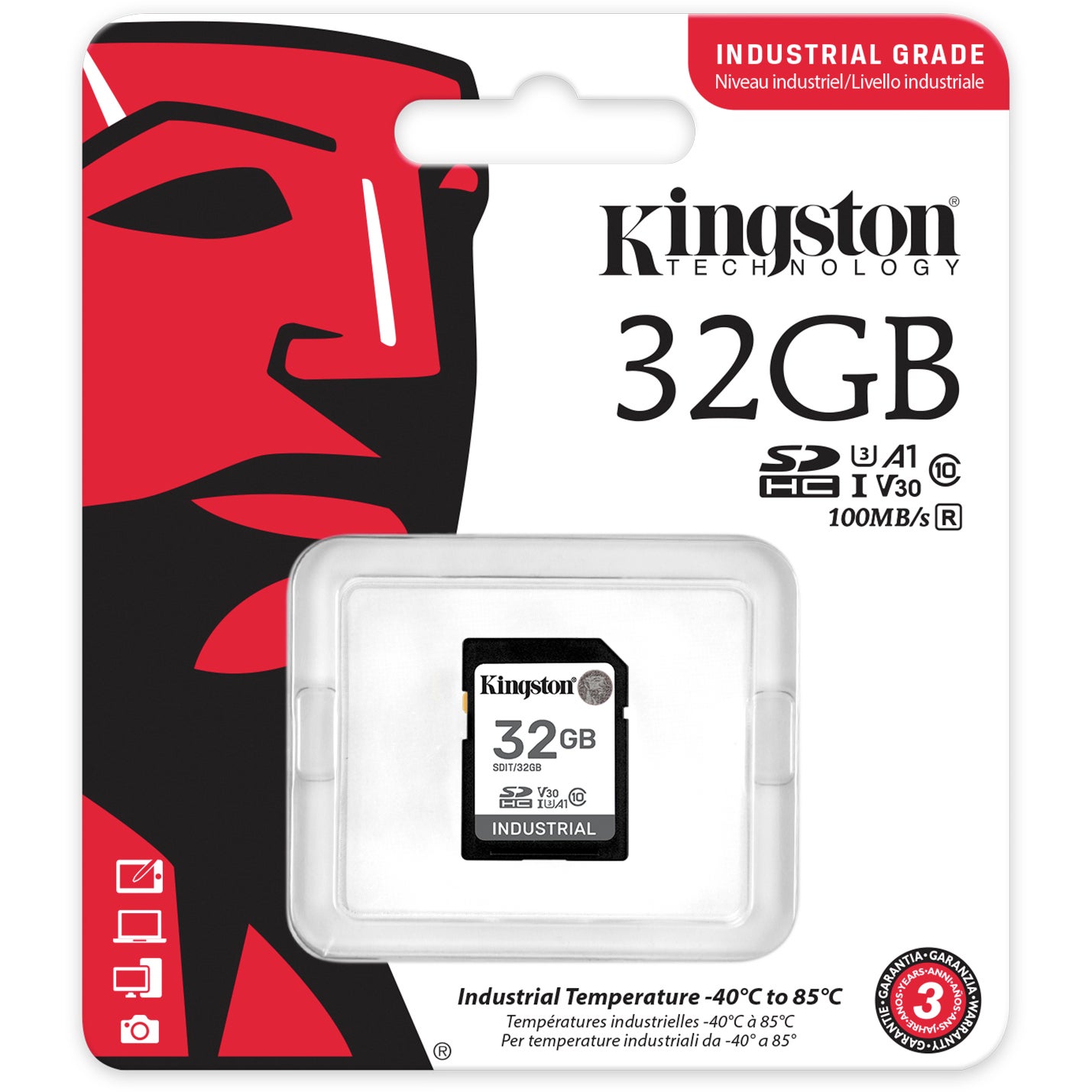 Kingston 32G SDHC Industrial pSLC UHS-I U3 V30 A1 SD-kaart 32GB
