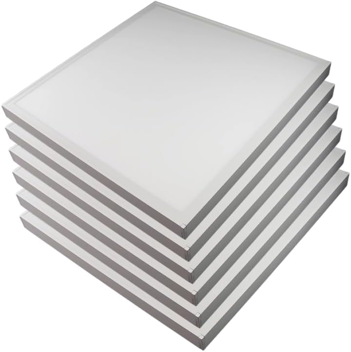 LED Panel, Deckenleuchte, 62x62cm, 3600lm, 4000K, 36W, inkl. Trafo, Rasterleuchten, Einlegeleuchte, Büroleuchten (mit Aufbaurahmen, 6 Stück)