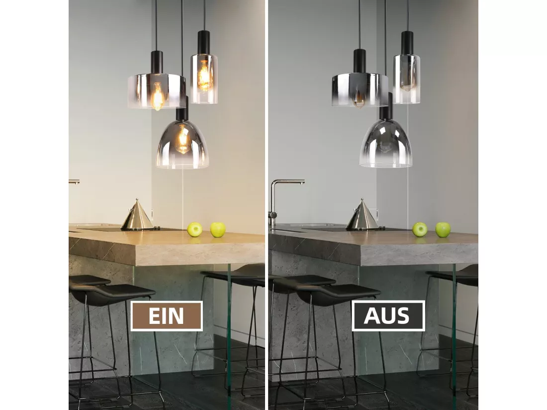 Lampe à Suspension Pour Table à Manger Vintage En Verre Gris Fumé E27 Réglable En Hauteur Pour Salon