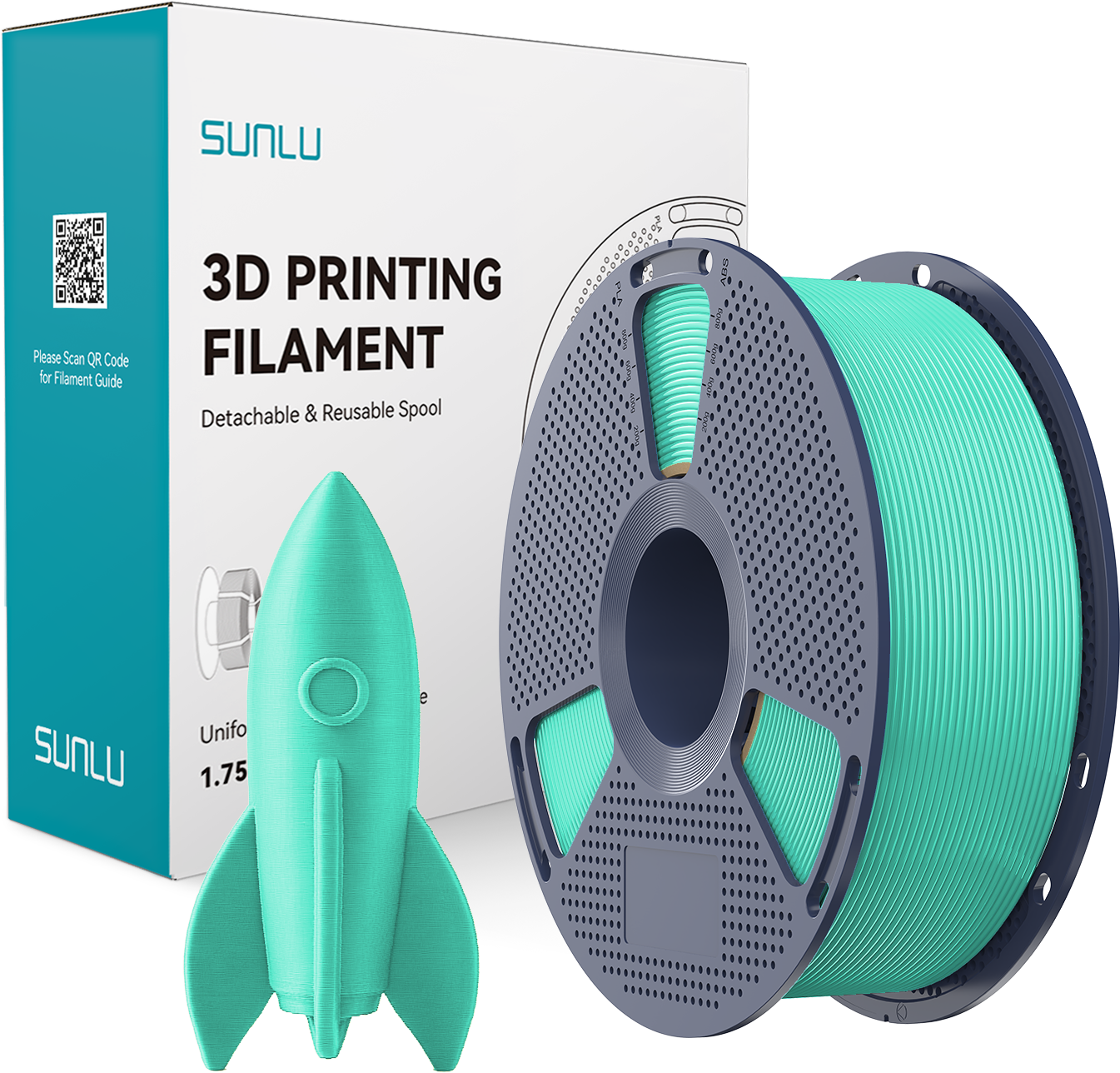 SUNLU  High-Speed PLA Jelly Green, 1,75 mm / 1000 g    PLA Filament speziell für den Hochgeschwindigkeitsdruck in Jelly Green
