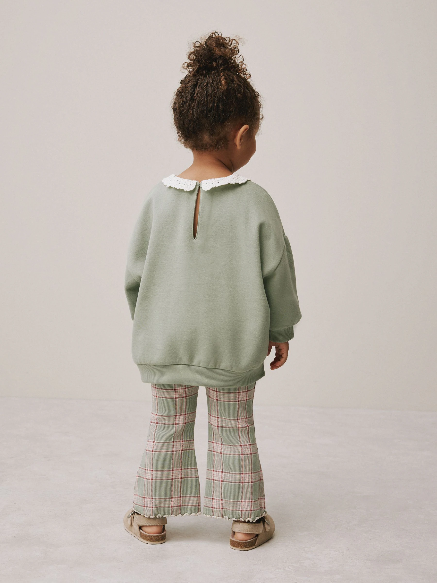 Groen elfje - Collared Sweatshirt & Flare Leggings Set (3mths-7yrs)
