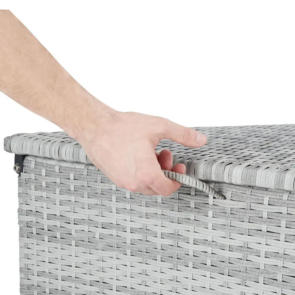 tectake Kussenbox Oslo met aluminium frame 145x82,5x79,5cm, Lichtgrijs