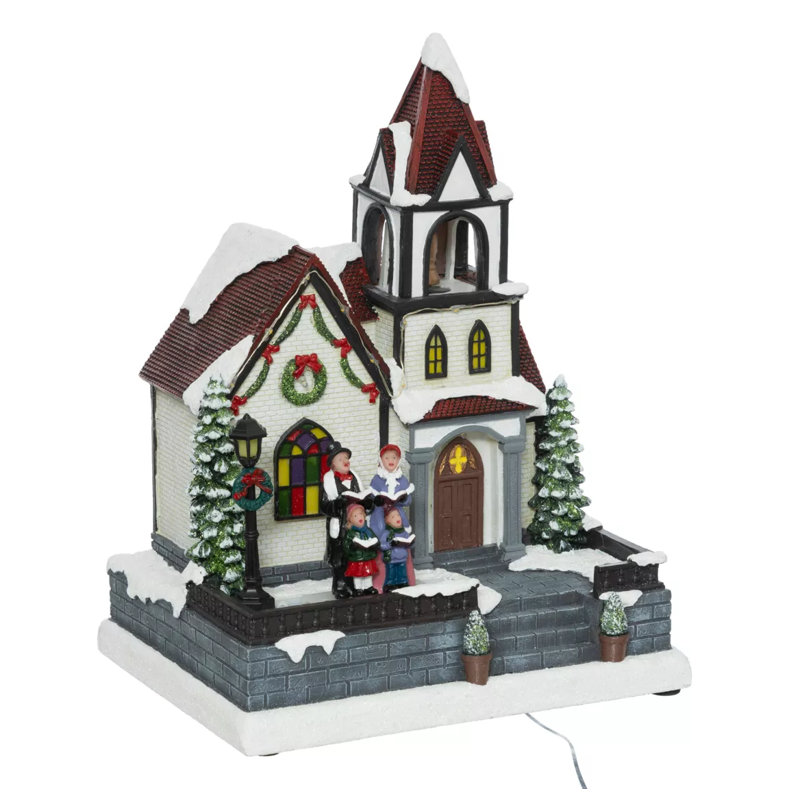 Scène de vie illuminée, musicale et animée (H30 cm) Église du village