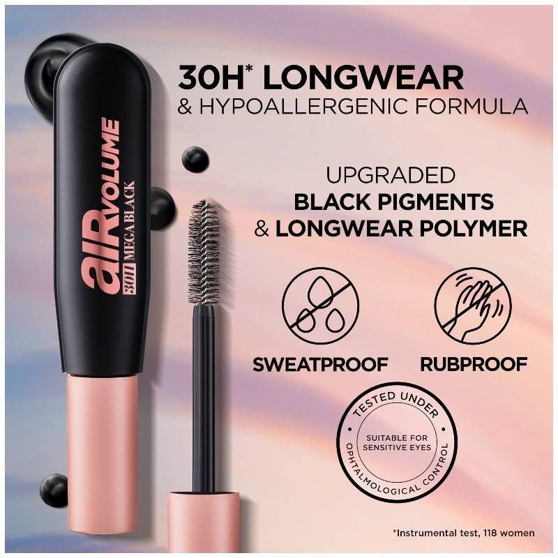 L'Oréal Paris Cosmetics Air Volume Mega 30H 9,4 ml - Extra Black