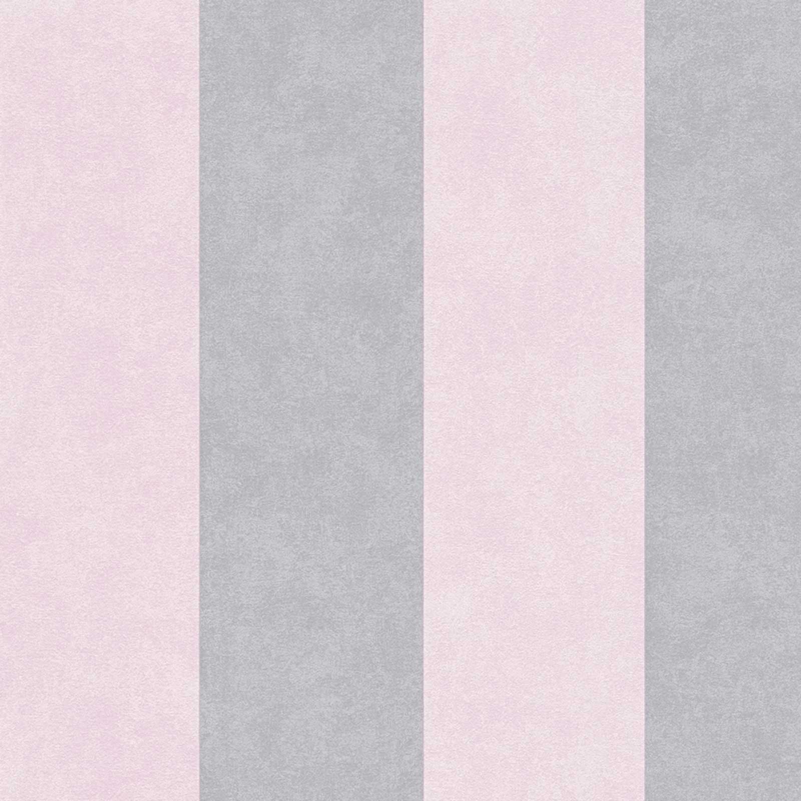 Vliestapete - grau-rose - Streifen - 10 Meter