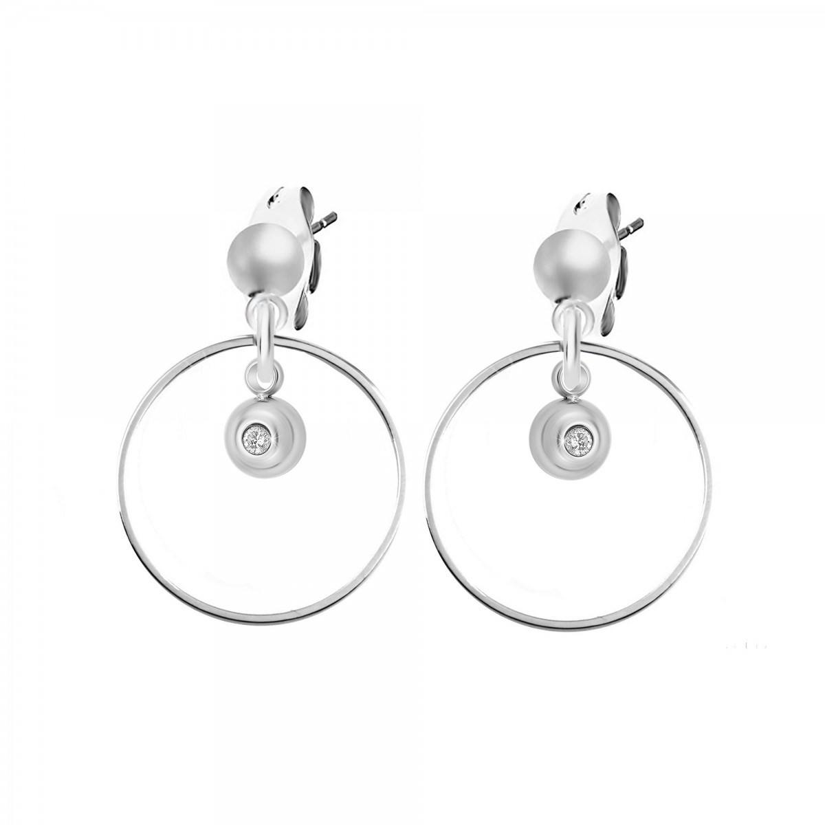 Boucles d'oreilles SC Crystal ornées d'un véritable diamant blanc