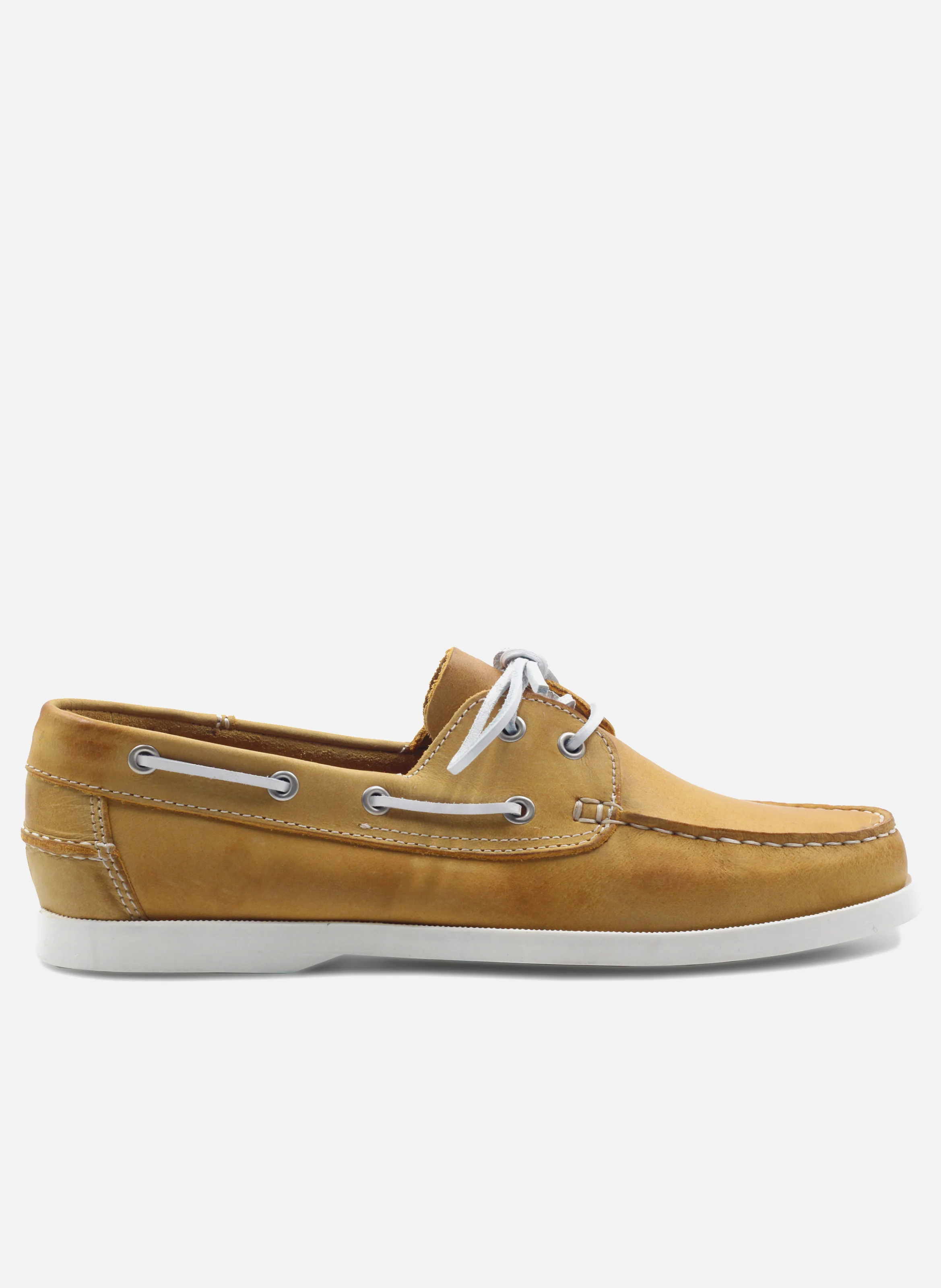 Chaussures bateau cuir mat brossé | Jaune