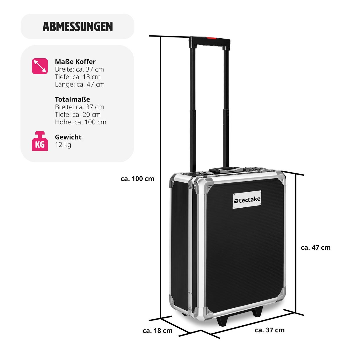 tectake 1200-delige gereedschapskoffer met inklapbare handgreep en telescopische handgreep