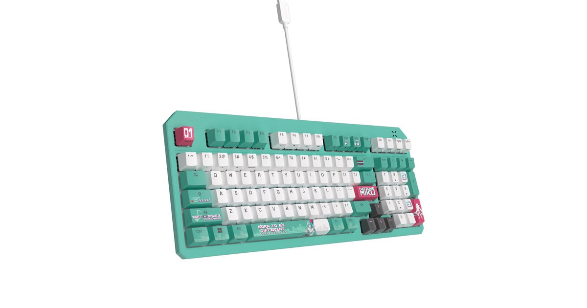 ASUSTUF Gaming K3 Gen II Hatsune Miku Edition, gaming toetsenbord  (Turquoise/wit, US lay-out, opto mechanisch, 96%, RGB)