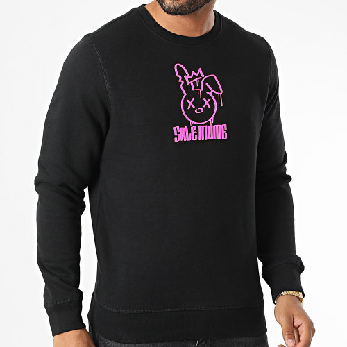 Sweat Crewneck Lapin King Noir Rose Fluo