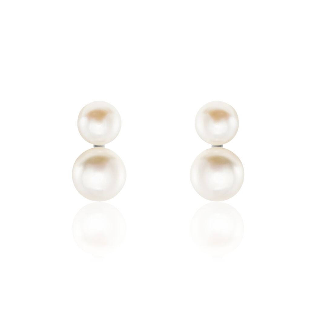 Boucles D'oreilles Clips Argent Blanc Viano Perles Oxydes