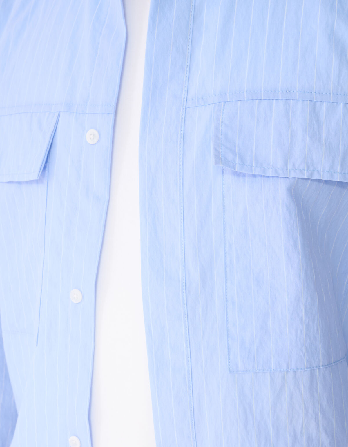 Relaxed Fit Pinstripe Overhemd Lichtblauw