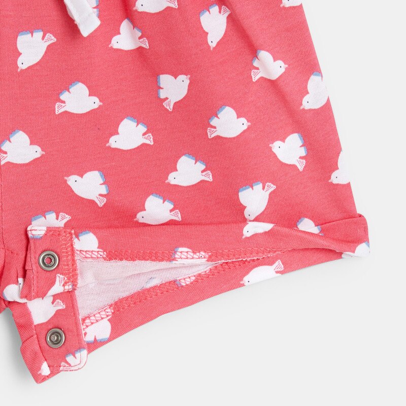 Combi courte légère imprimée rose bébé fille Rose