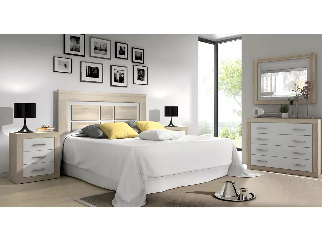 Table de nuit, table de chevet coloris chêne cambrian, blanc - Longueur 50 x Profondeur 34,6 x Hauteur 60 cm