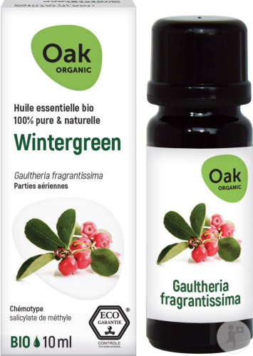 Oak Organic Wintergreen Huile Essentielle 100% Pure Et Naturelle Flacon 10ml