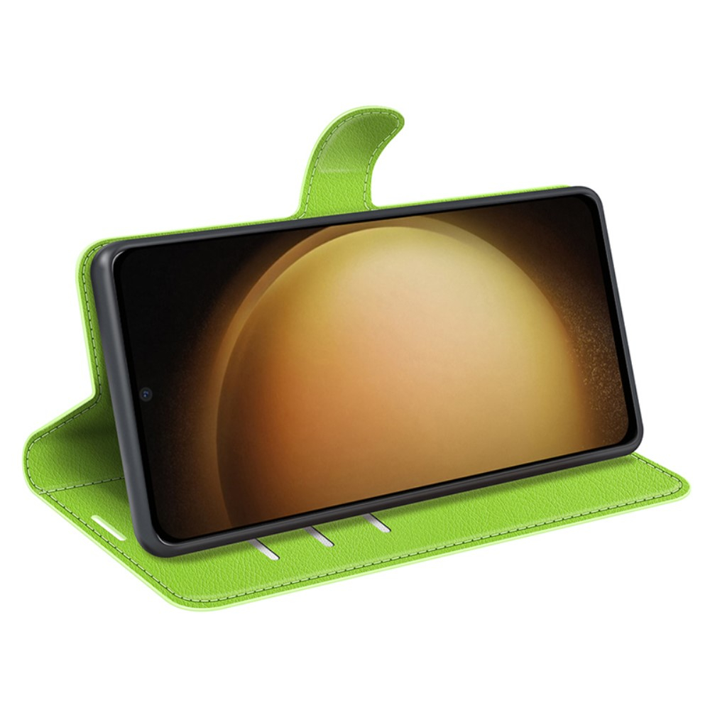 Samsung Galaxy S24  Plus Leder Tasche Flip Cover Litchi Look - Grün