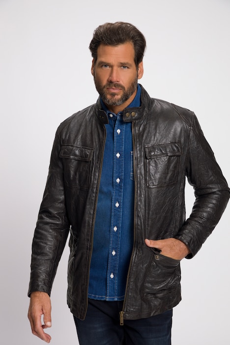 Lederjacke, Leder, Lamm-Nappaleder, warmes Futter, Stehkragen