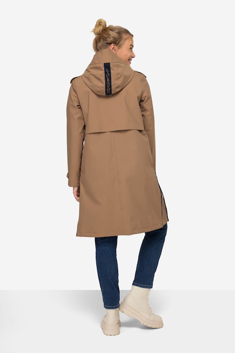 Funktions-Regenmantel, Kapuze, 2-Wege-Zipper, Futter aus recyceltem Polyester