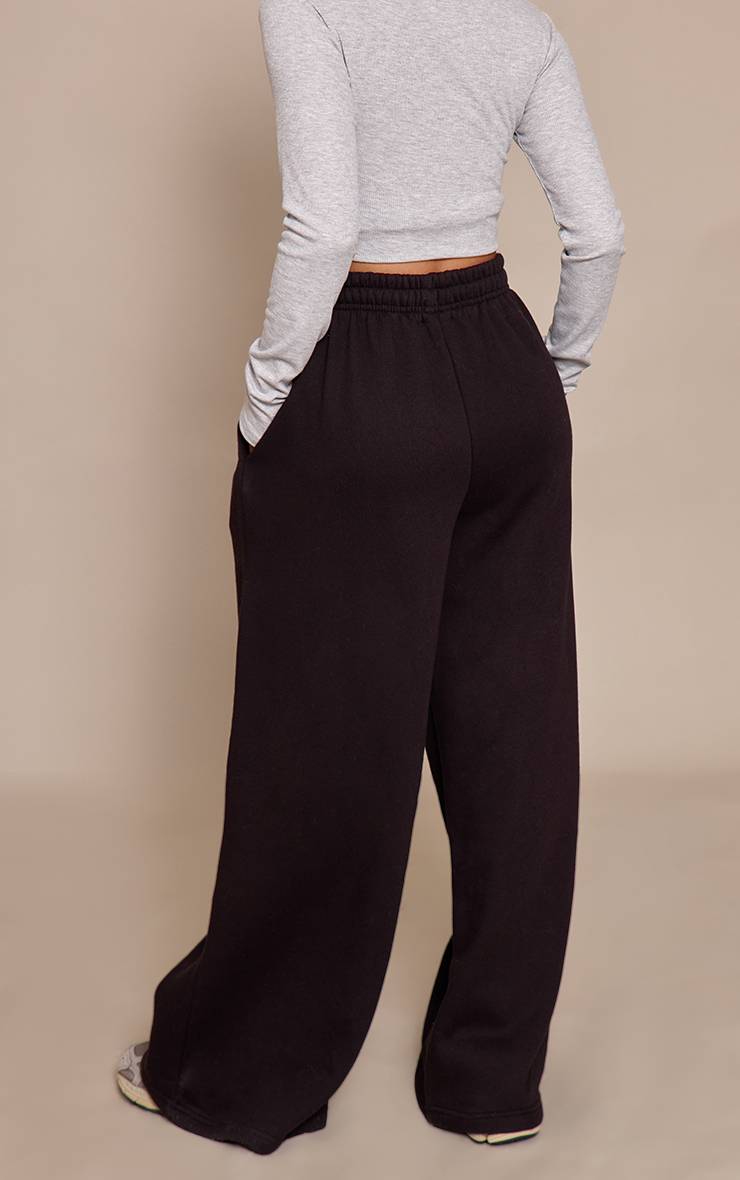 Noir Jogging Petite Taille Haute Élastiquée À Jambes Extra Larges