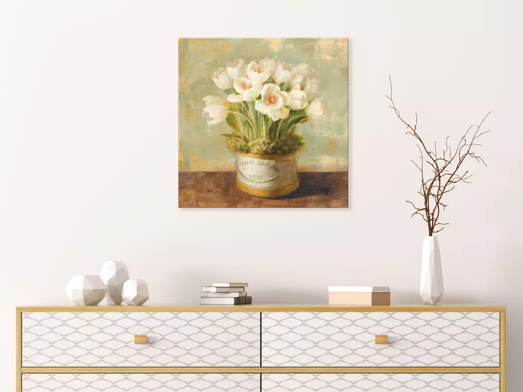 Wandbild 55 x 55 cm Hatbox Tulips