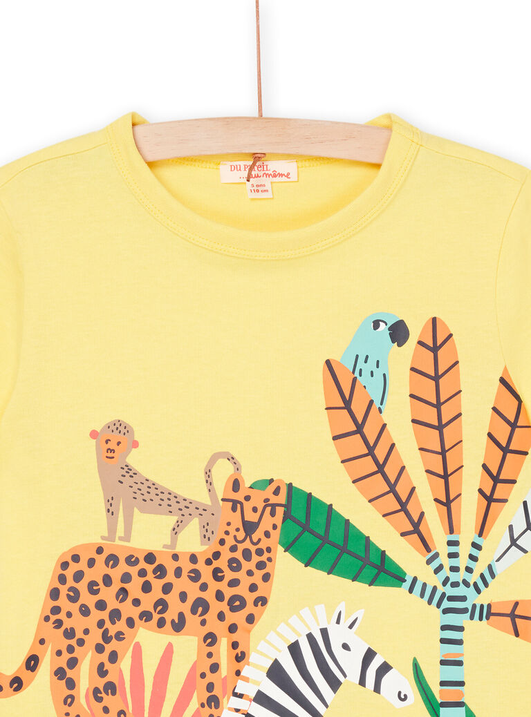 T-shirt jaune citron à motifs jungle