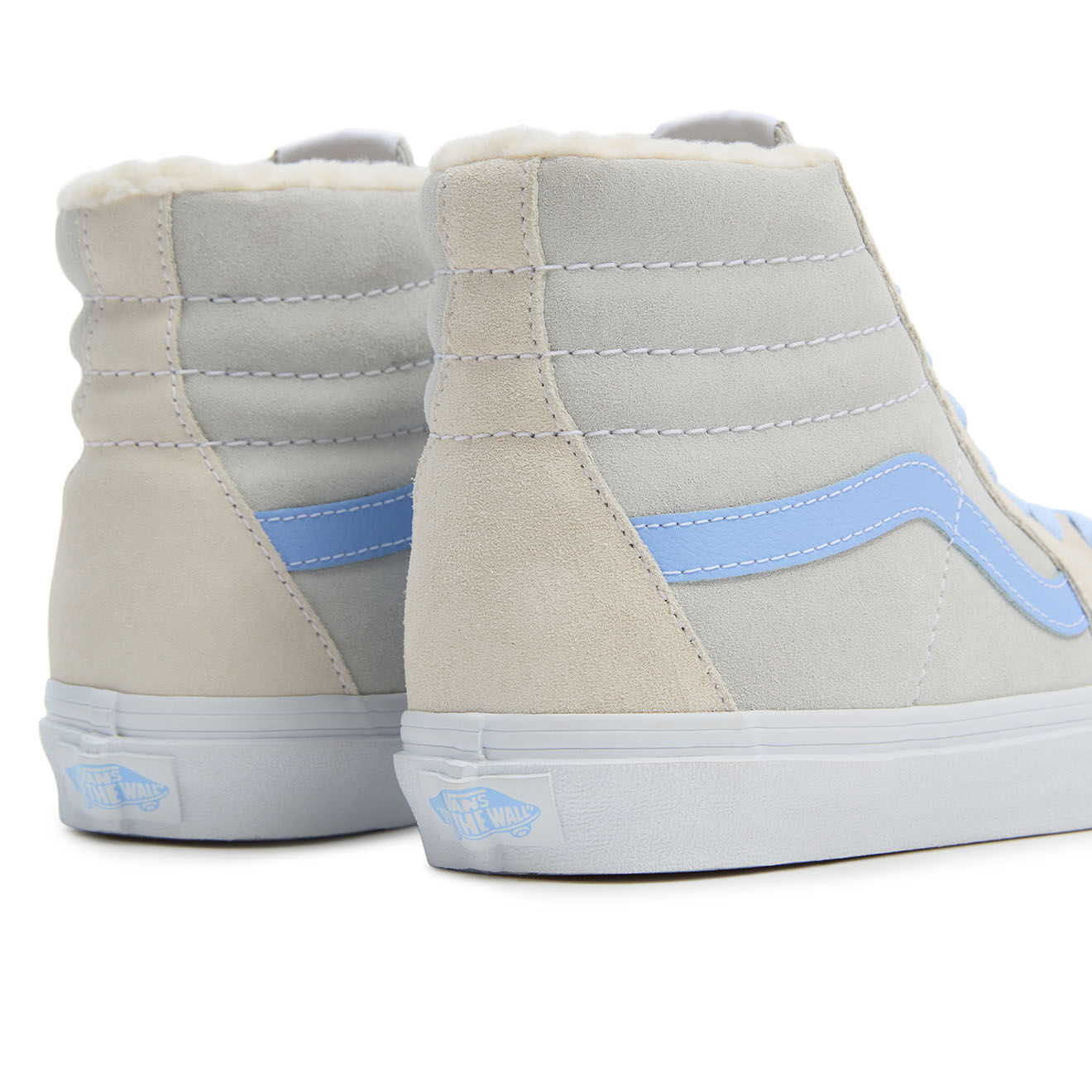 Vans Baskets en Velours de Cuir SK8-Hi fourrées crème/bleu