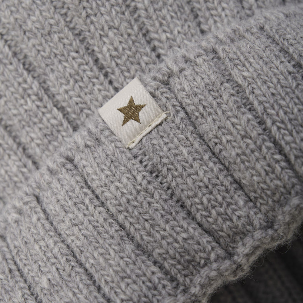 Køb Huttelihut Medium Grey Melange Hue Strik Alpaca Pompom