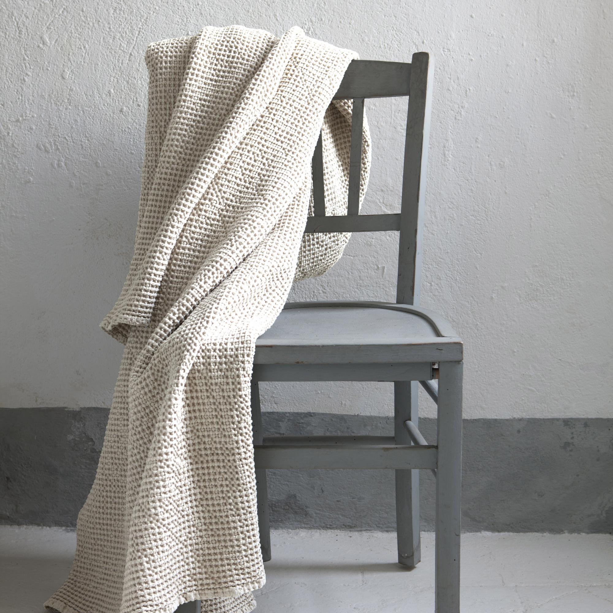 Jeté stonewashed maia craie 280 x 260 cm