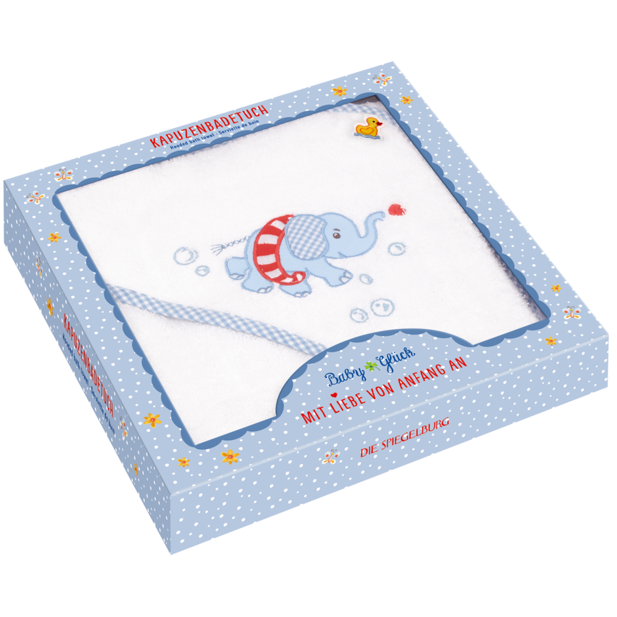 SPIEGELBURG COPPENRATH Kapuzenbadetuch Elefant, hellblau - BabyGlück (ca. 80x80 cm)