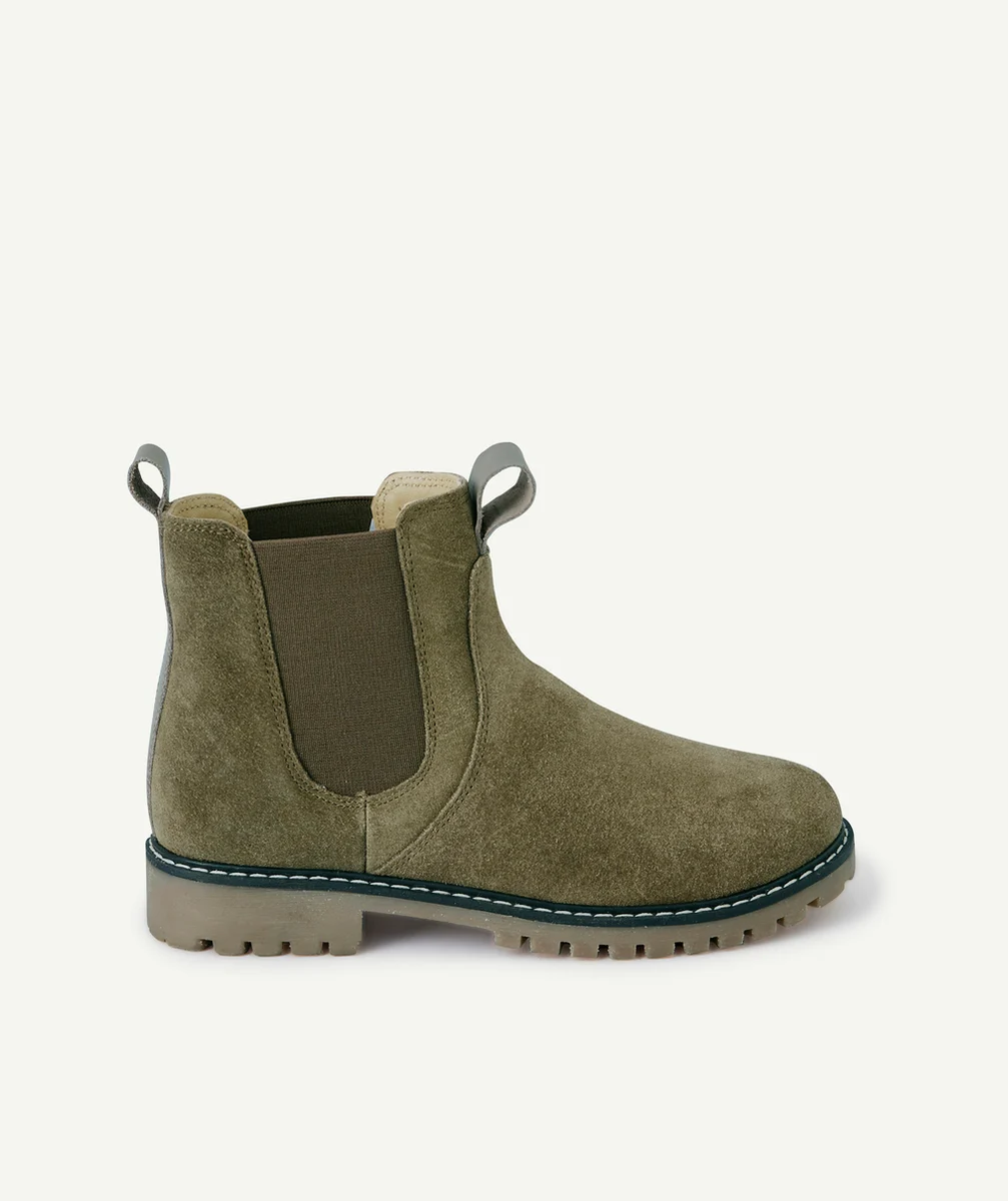 BOTTINES GARÇON EN CUIR KAKI