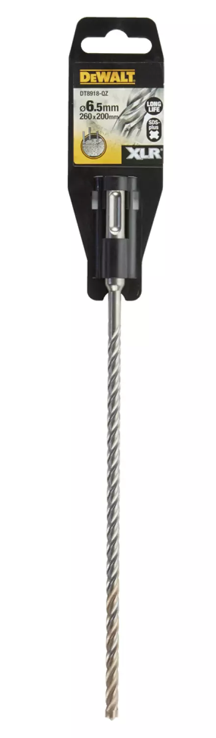 DeWALT DT8918 SDS-Plus Hamerboor met massieve carbide boortip - 4 snijvlakken - 6,5 x 200 x 260mm