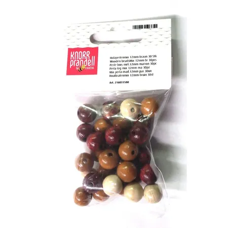Knorr Prandell Holzperlen, 12mm, braun Mix, 30 Stück