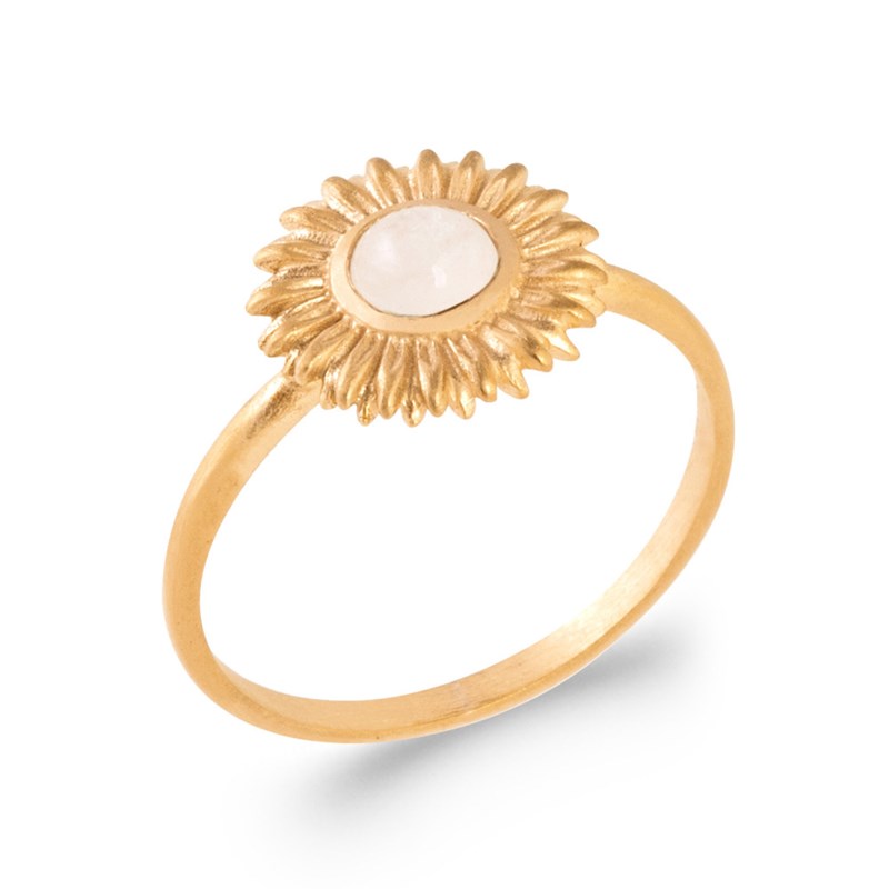 Bague Femme - Plaqué Or - Pierre de lune