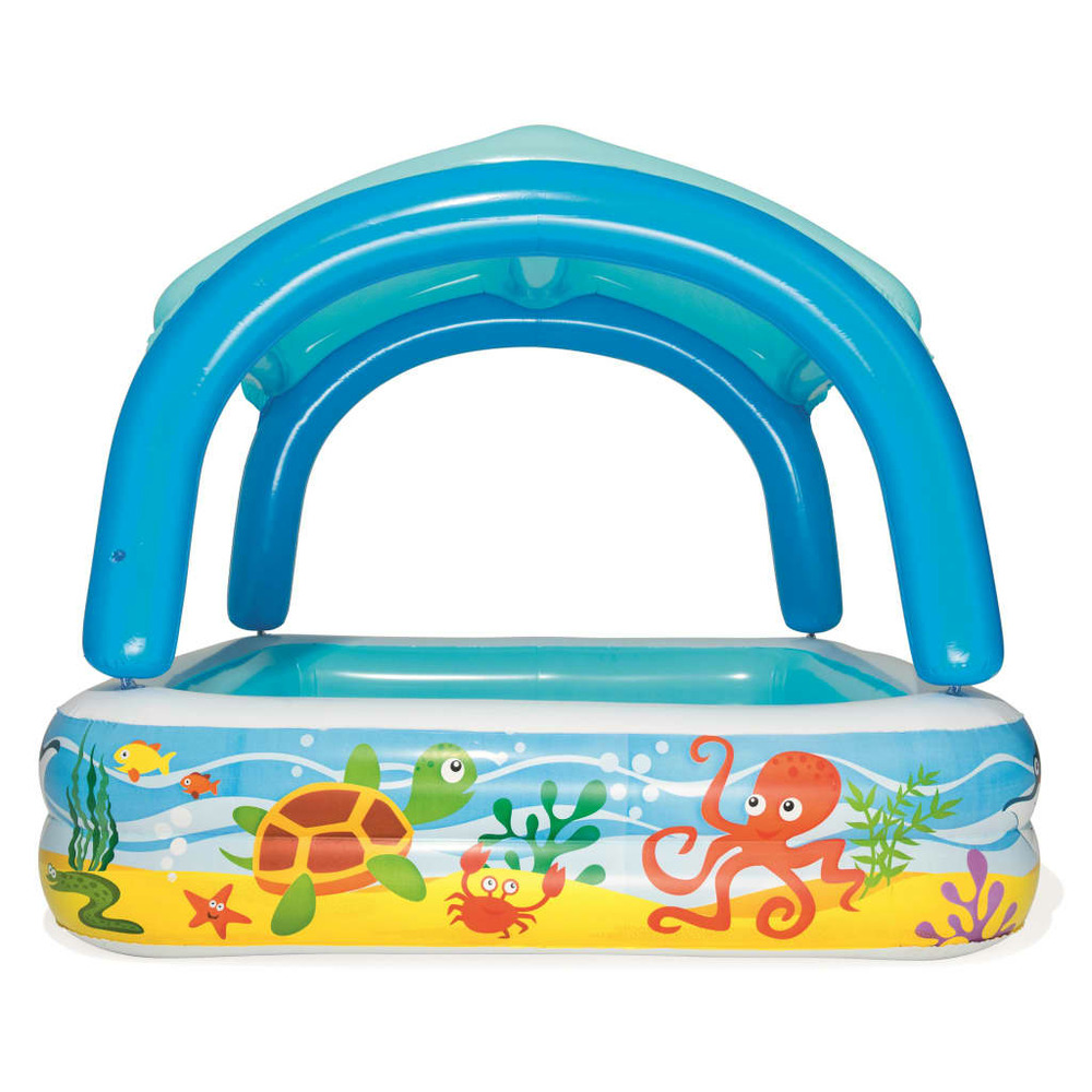 Piscine de jeu avec auvent bleu 140x140x114 cm 52192