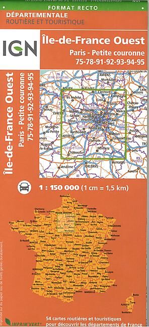 IGN - ILE DE FRANCE OUEST ECHELLE 1 150 000