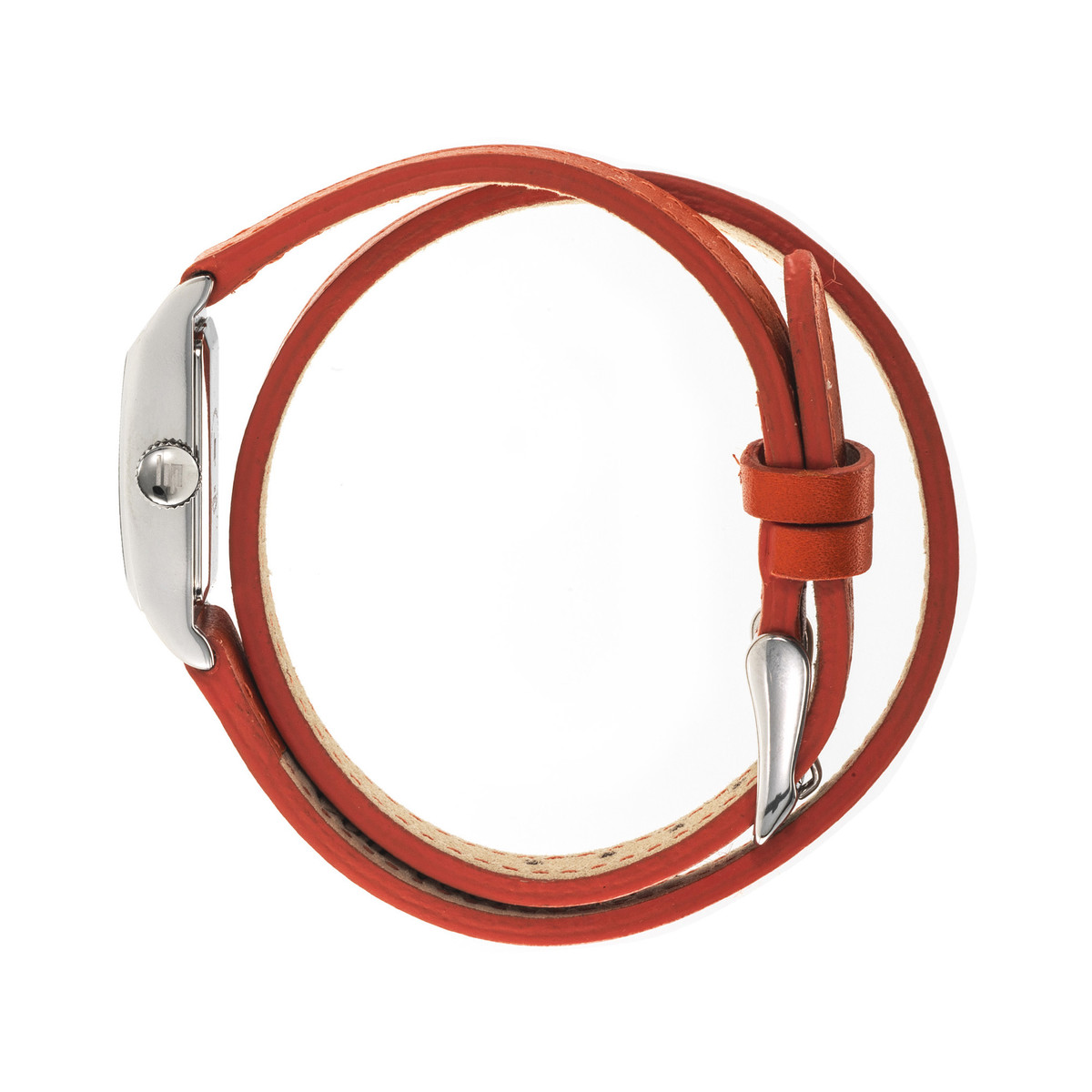 Montre Lip femme acier cuir orange