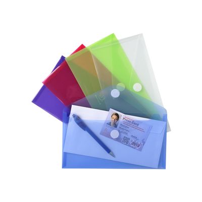 Exacompta - 5 Pochettes perforées à scratch - 25 x 13,5 cm - couleurs assorties translucides