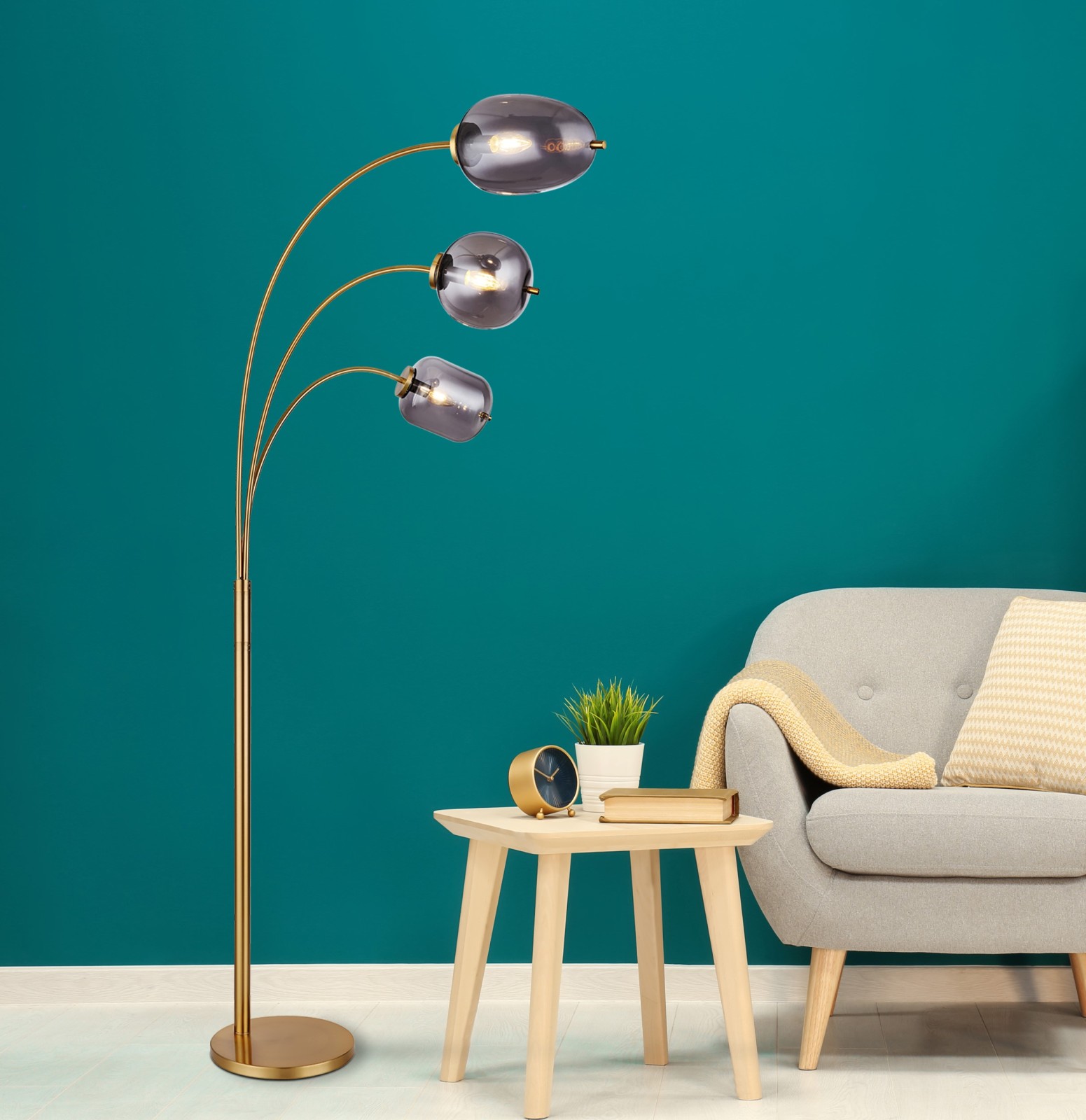 Bogenlampe - Messing-rauchfarben - 175 cm hoch