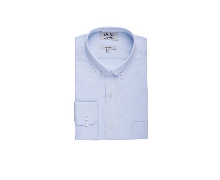 Chemise Bleu Ciel 100% coton - Col américain - EVHAN