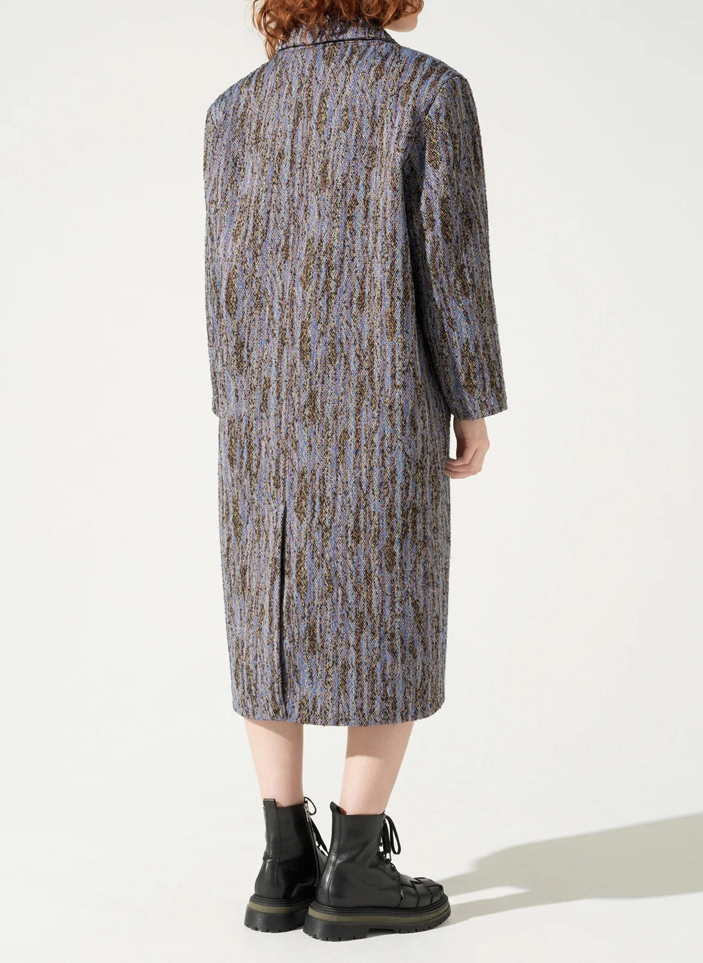 Manteau col tailleur| Bleu