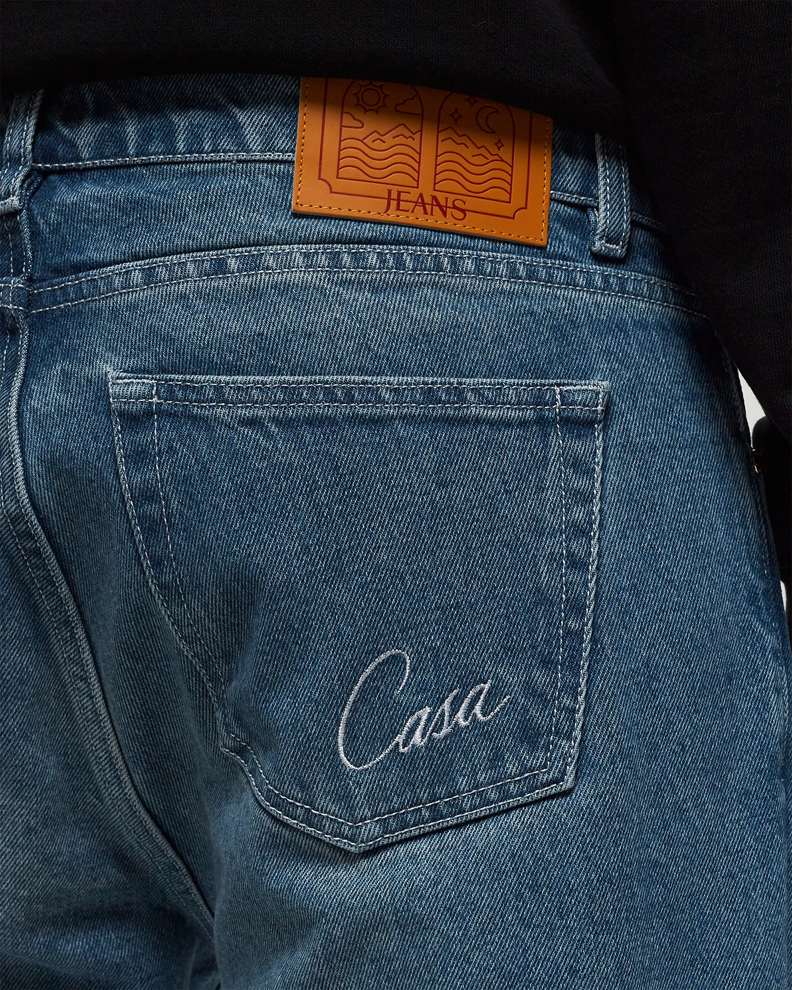 Casablanca STONE WASH DENIM EMBROIDERED MOTIF JEAN