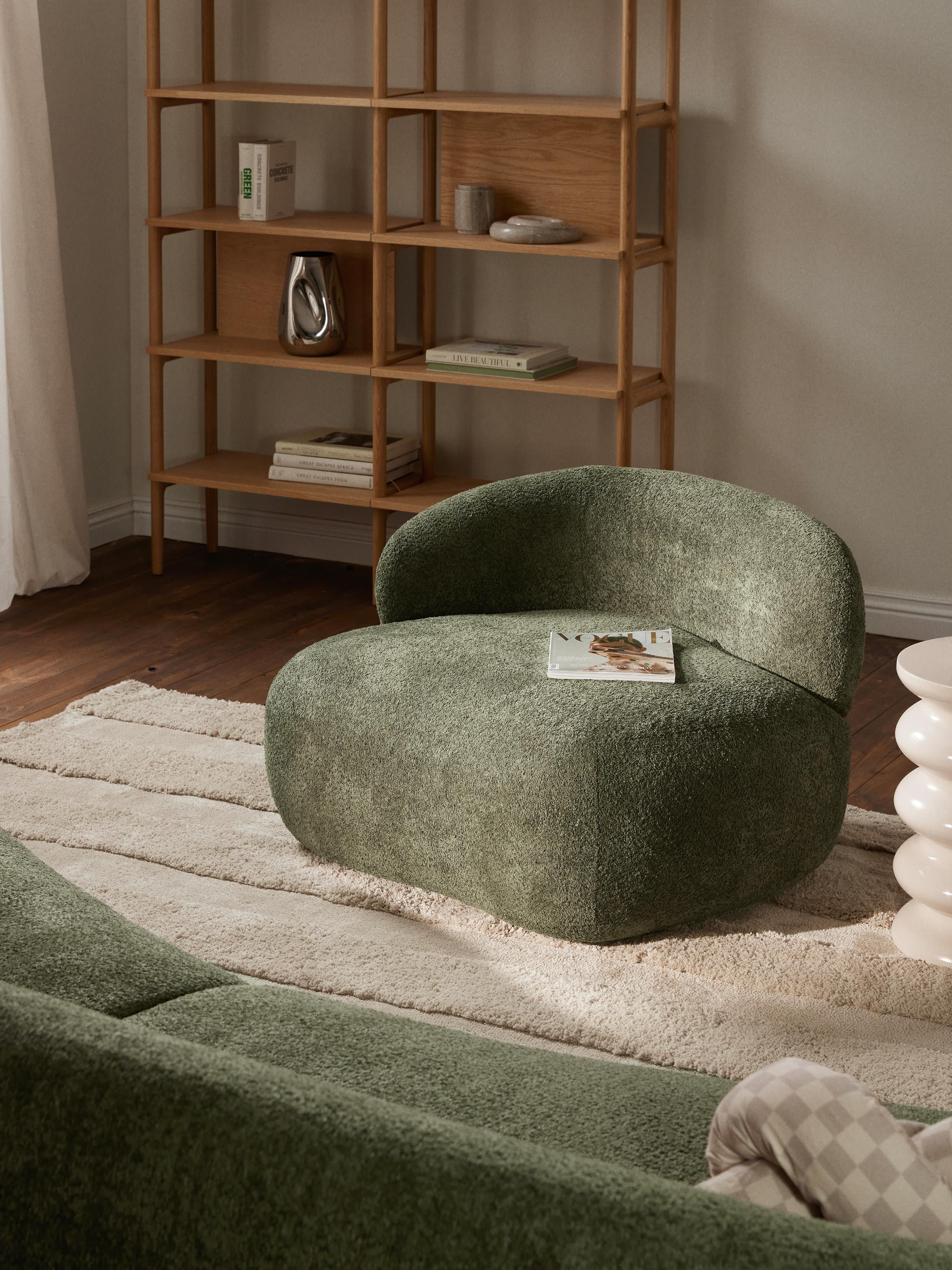 Loungefauteuil Alba uit teddy bouclé