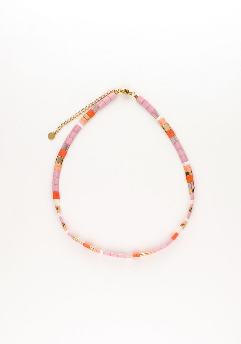 NOTRE-V roze notre-v ketting ketting platte kraal
