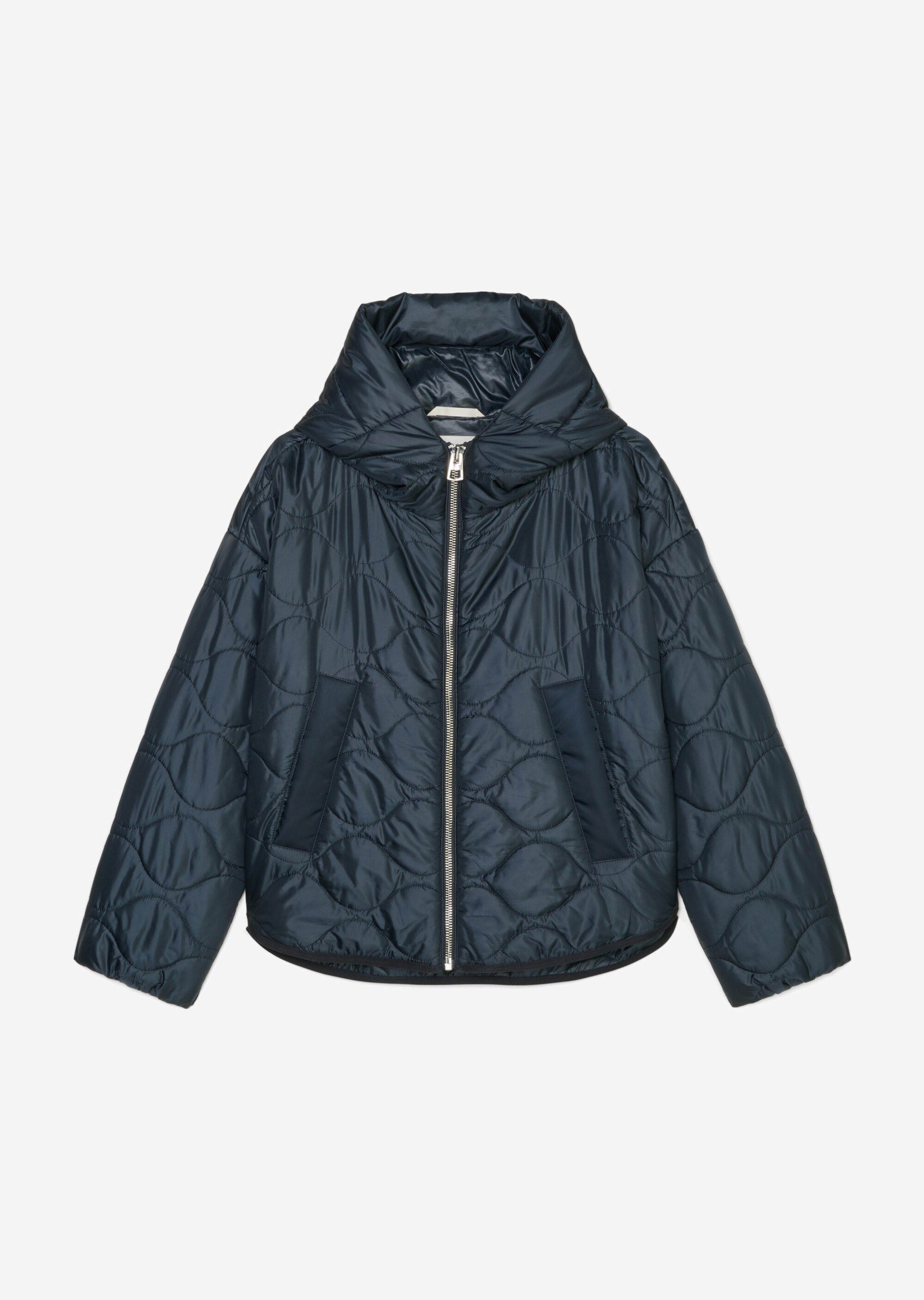 Kapuzen-Steppjacke im Cape-Stil relaxed aus recycelter Ripstop-Qualität